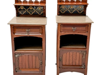 Two Arts & Crafts Nightstands by Gustave Serrurier-Bovy, 1900s